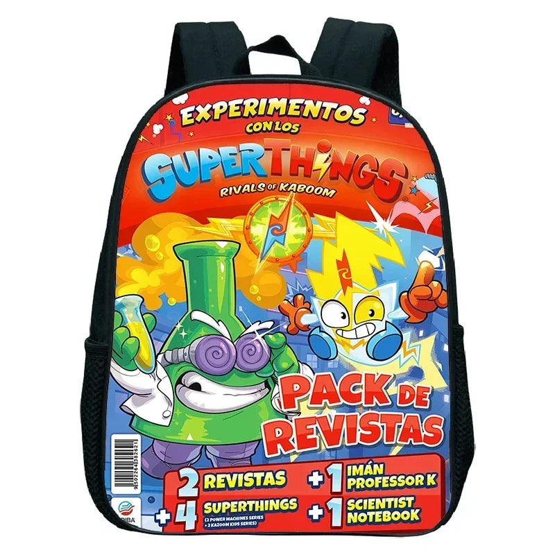 SuperThings Backpack Toddler Cartoon Schoolbag Boys Girls Kindergarten Bag Waterproof Kids Bookbag 12 Inch