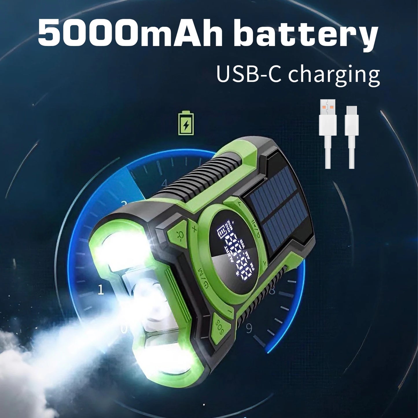 Emergency Crank Solar Radio 5000mAh Rechargeable Battery Portable AM/FM Radio with Bluetooth Auto Scan Waterproof LED Flashlight