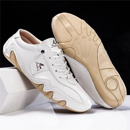 2024 Hand Sewn Leather Shoes for Men Light Outdoor Walking Casual Shoes Big Size 47 48 Slip-On Driving Loafers Men