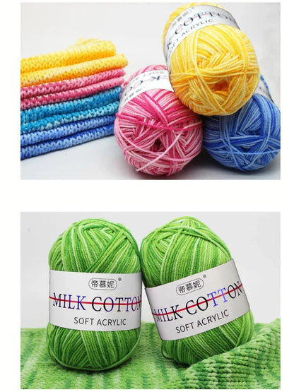 6Pcs Dyed Milk Sweet Soft Cotton Crochet Wool Yarn Thick Yarn Fiber Hand Knitting Wool Crochet Yarn Threads for DIY Sweater