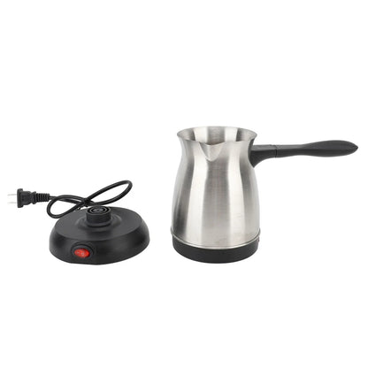 600ML Stainless Steel Electric Coffee Pot with Ergonomic Handle Turkish Coffee Maker Kettle for Home