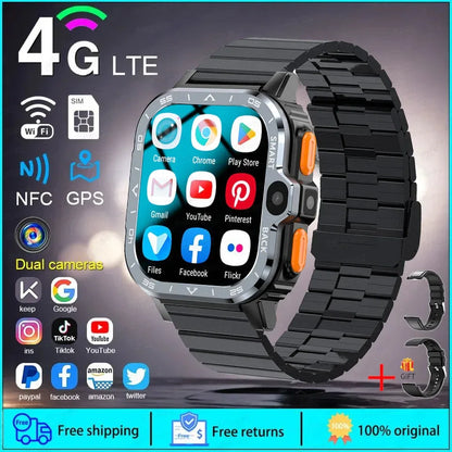 2024 New SIM Smart Watch 2.03inch 4G Network GPS Wifi NFC Dual Camera 64G ROM Storage Google Play Small mobile phone Smartwatch
