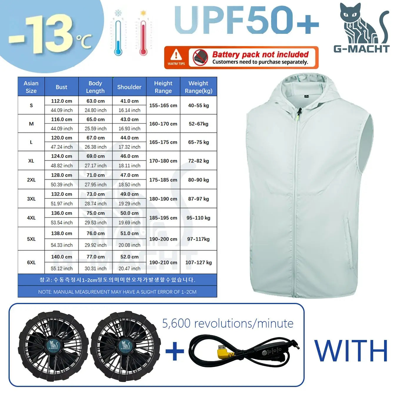 Summer Cooling Vest Men USB Charging Fan Sleeveless Jacket Air Conditioning Clothing Breathable Cool Working Coat for Outdoor Wo