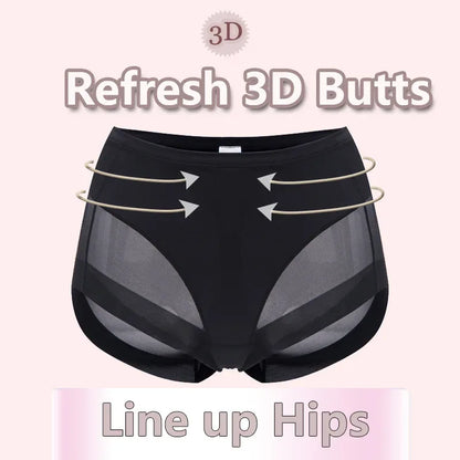 Ice Silk Women Underwear Panties Transparent Mesh Gauze Corset Waist Slimming Black Briefs Female Trainer Shaping Underpants2024