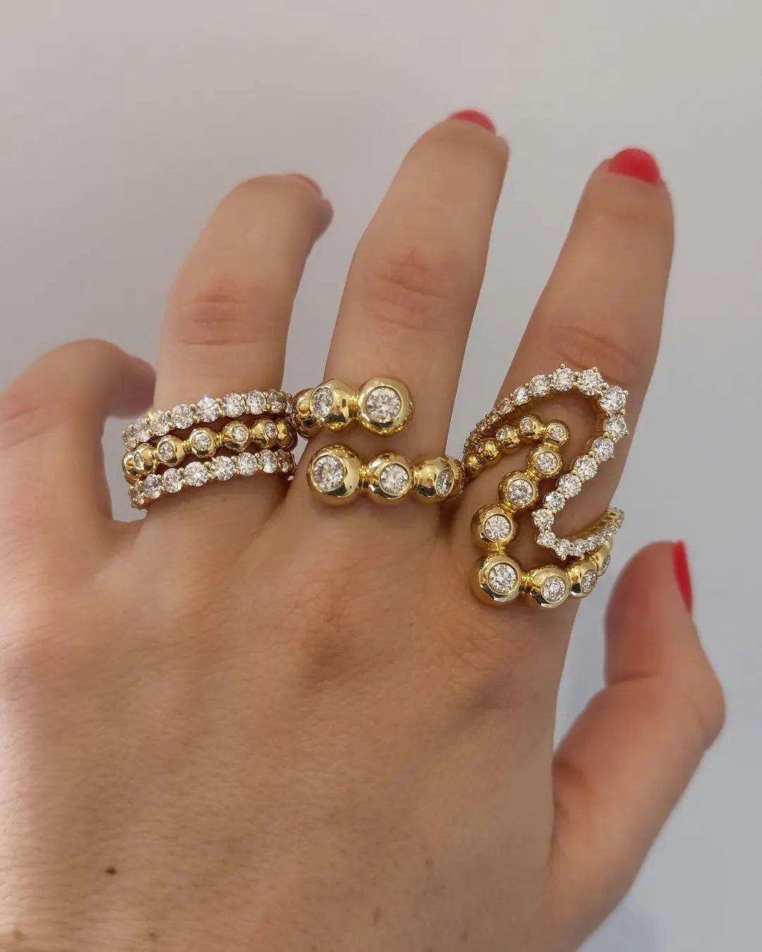 New Arried Geometric Fashion Women Jewelry Set Gold Color Round Ball Bezel Set CZ Bracelet Bangle Rings