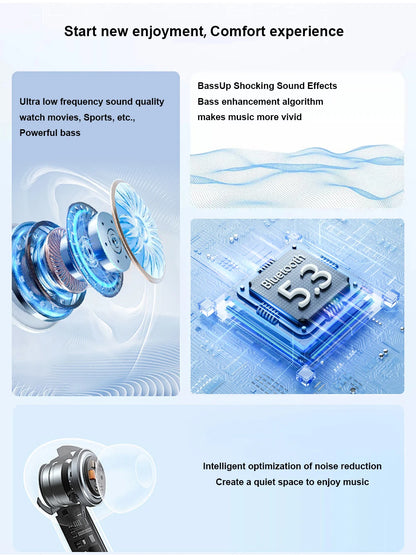 Nouveaux écouteurs sans fil Bluetooth Air Pro : réduction de bruit active (ANC), son HiFi, faible latence, musique HD, commandes tactiles.