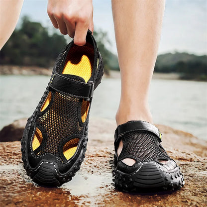 Summer Men Sandals Genuine Leather Mens Casual Shoes Outdoor Men Leather Sandals for Men Beach Shoes Roman mens Shoes