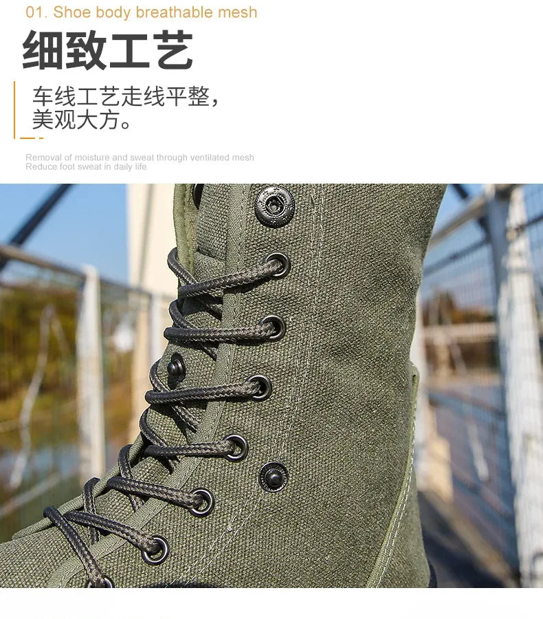 2024 Men's Fashion Canvas Shoes Spring and Autumn Outdoor Shoes Thick-soled High-top Shoes Cuff Shoes Fashion Sports Shoes