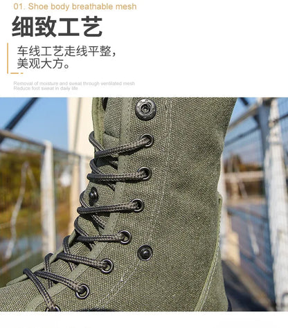 2024 Men's Fashion Canvas Shoes Spring and Autumn Outdoor Shoes Thick-soled High-top Shoes Cuff Shoes Fashion Sports Shoes