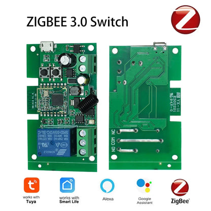 Zigbee Tuya 1CH Smart Relay Module Home Automation DC 5V 7-32V RF433Mhz Remote Control Motor Light Garage Switch Work With Alexa