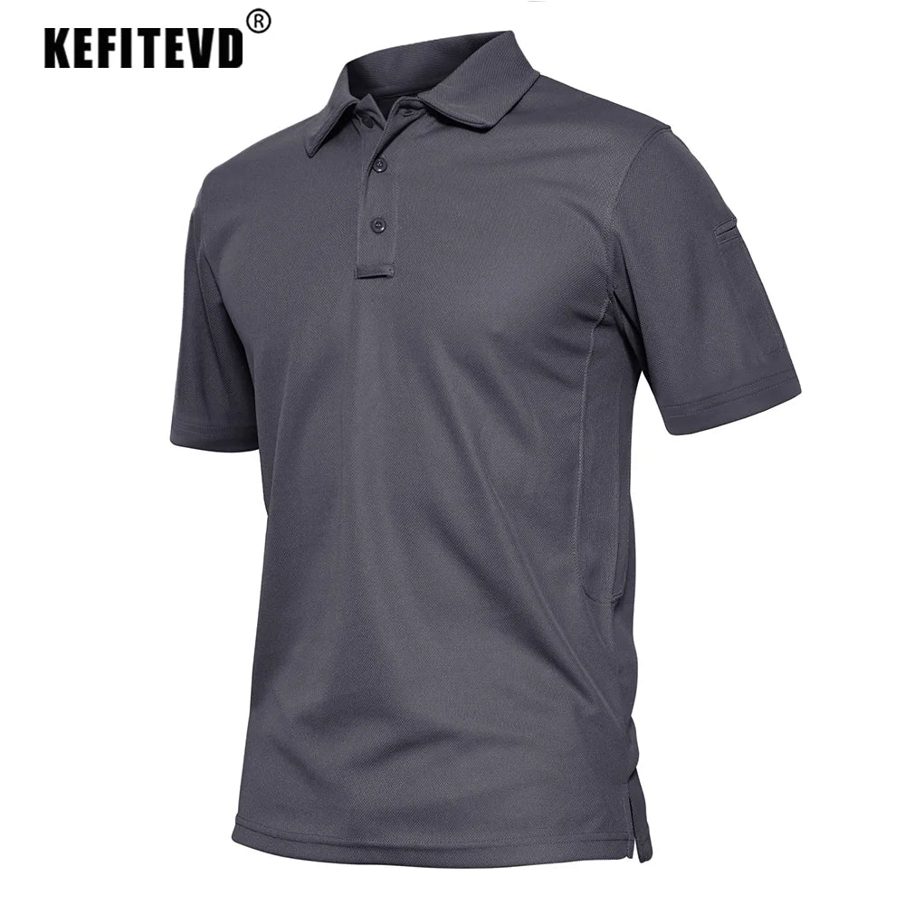 KEFITEVD Summer Golf T-shirts Men's Short Sleeve Quick Drying Polo Shirt Lightweight Outdoor Hiking Camping T-shirts Tee Tops