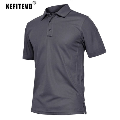KEFITEVD Summer Golf T-shirts Men's Short Sleeve Quick Drying Polo Shirt Lightweight Outdoor Hiking Camping T-shirts Tee Tops