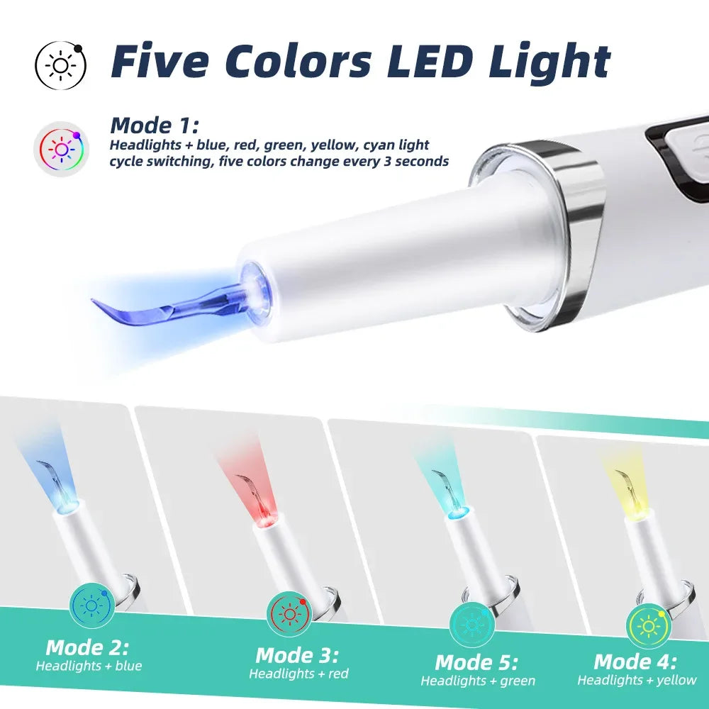 Ultrasonic Dental Scaler Tartar Remover 5 modes with LED Light Household Teeth Cleaning Tools Dental Cleaner Oral Care