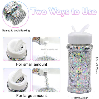 Free Shipping 2oz Shaker Bottle Jars Christmas Chunky Mix Glitter for Snow Globe Tumbler Cups