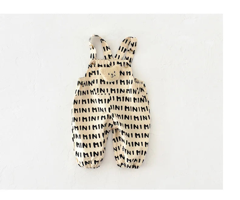 2026 Autumn New Stripe Infant Newborn Clothing Baby Boys Girl Straps Pants Overalls for 0-2Y Cartoon Bear One Piece Jumpsuit