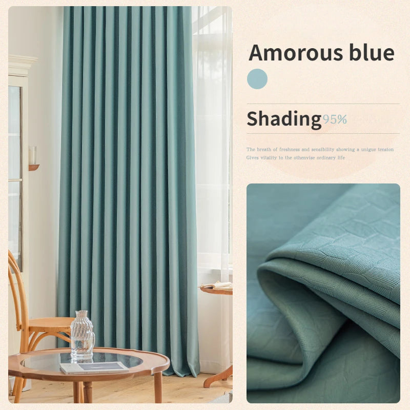 French Cream Style Bay Window Drape Bedroom Thick Full Blackout Curtain Hotel Soundproof Drapes Large Area Living Room Curtains