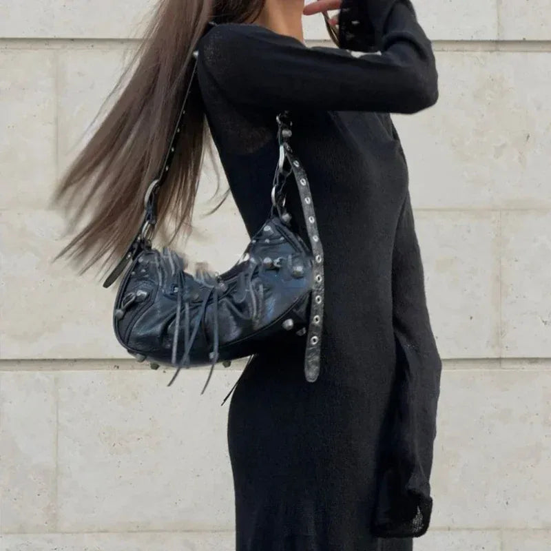 Spring Autumn O-Neck Elastic Knit Long Dresses Women 2024 Elegant Chic Soft Lady Hollowing Sweater Dresses Femme New
