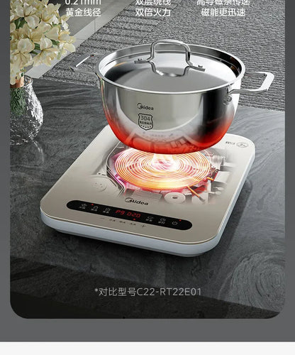 Midea Induction Cooker 2200W High Power Home Cooktop Built-in Timer Hotpot Cooker C22-Micca708 220V