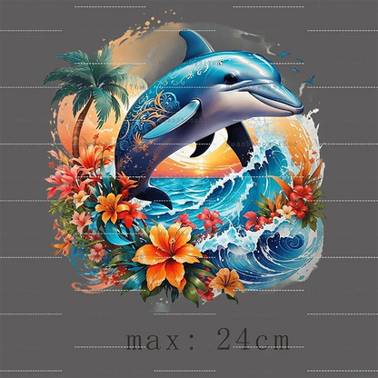 Color Fluid Painting Ironing Sticker Clothes DTF Fashion T-shirt Hoodie DIY Jacket Patch Hot Paste Paper
