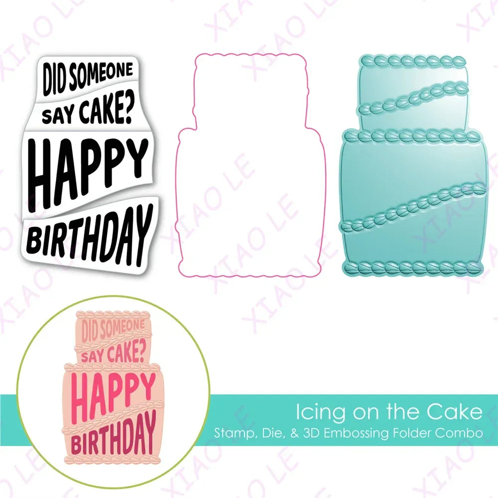 Birthday Bash Icing on the Cake Metal Cutting Dies And Stamps DIY Scrapbooking Card Stencil Paper Cards Handmade Album Stamps