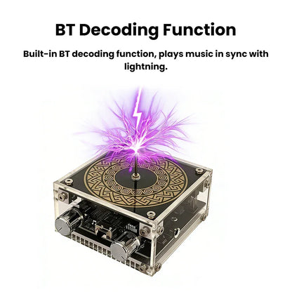 Mini Tesla Coil with Bluetooth Music Sync Adjustable Arc Length Touchable Safe Low-Voltage Design RGB Light Show