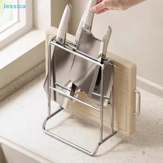 ♥Stainless Steel Kitchen Organizer Stand - Knife & Cutting Board Holder, Rounded Corner Countertop Storage Rack by PDG ibma