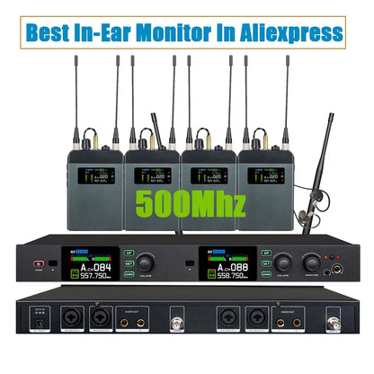 Leicozic Best Stereo In-Ear Monitor PM20 2Channel Wireless Ear Monitoring System Rack-Mount True Diversity 4 Receiver 500/600Mhz