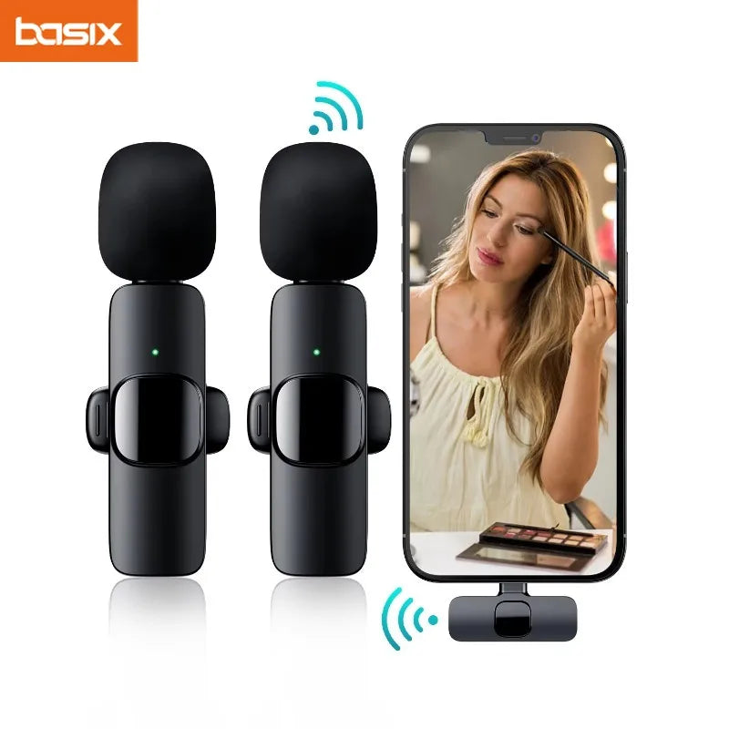 Lavalier Microphone 2.4G Wireless Portable Audio Video Recording Mini Mic for iPhone Android Live Broadcast Gaming Phone Mic