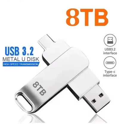 USB3.0 USB Flash Drive  1TB 2TB 16TB OTG Pen Drive High Speed Type-C Flash Disk Real Capacity Metal Pendrive For Phone Computer
