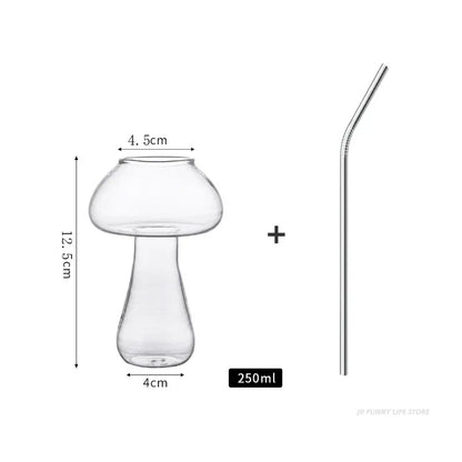 Mushroom Cocktail Glass Cup with Straw For  drinks Beer Creative Clear Wine Glasses Coffee Cups Drinkware Bar Tool