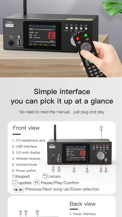Flagship HIFI Digital Music Player ES9038Q2M DAC DSD512 Lossless Decoding Audio Decoder QCC5125 Bluetooth 5.1 AMANERO USB