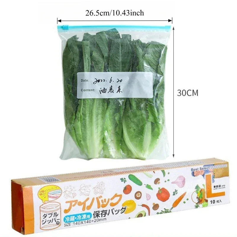 Multiple Sizes Kitchen Supplies Transparent and Visible Thick and Durable Sealing Bag for Food Eco-friendly Cling Bag Zip Bags