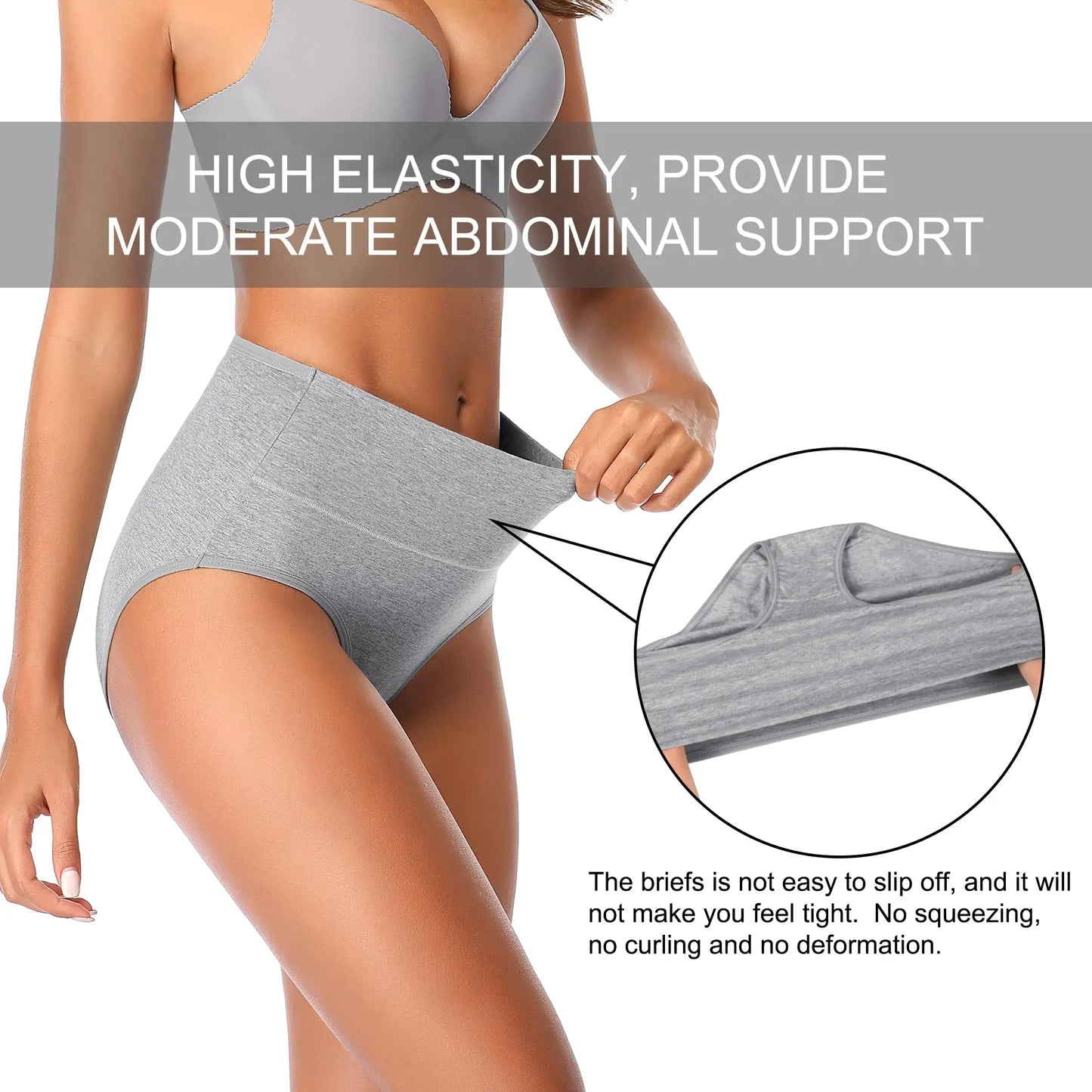 1Pcs Plus Size Women's Cotton Underwear High Waisted Tummy Control Panties Full Coverage Briefs Ladies Panty L-5XL