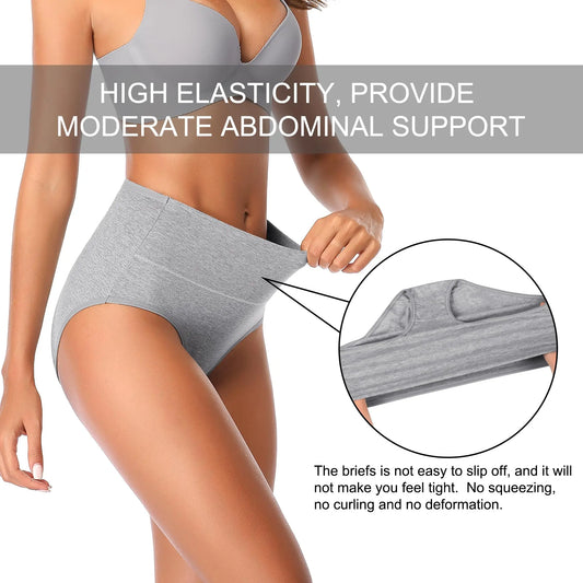 1Pcs Plus Size Women's Cotton Underwear High Waisted Tummy Control Panties Full Coverage Briefs Ladies Panty L-5XL