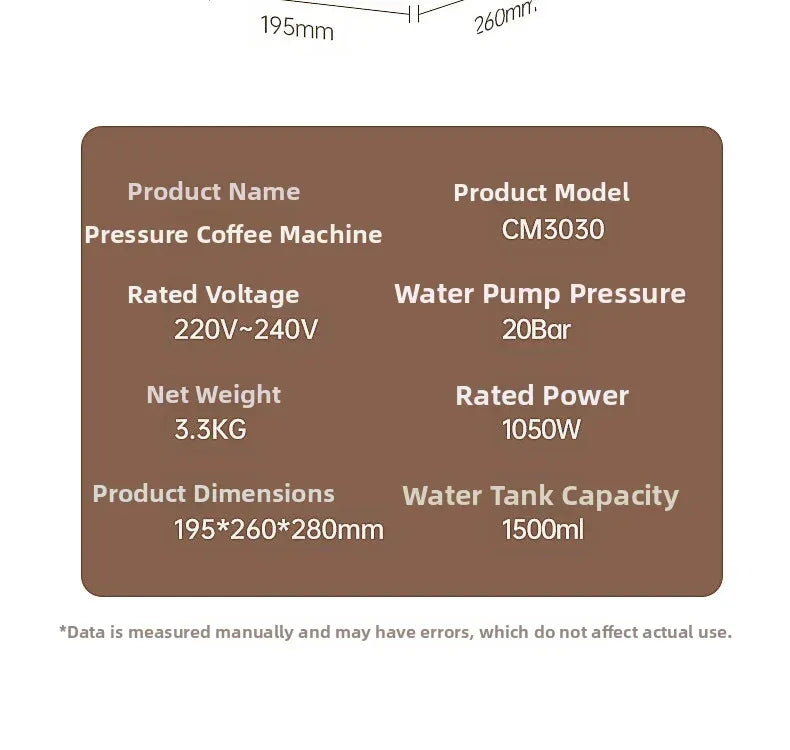 Small Semi-Automatic Espresso Coffee Maker For Home Use, High-Pressure Steam Whipped Milk And Brewed Coffee Pot Espresso Maker