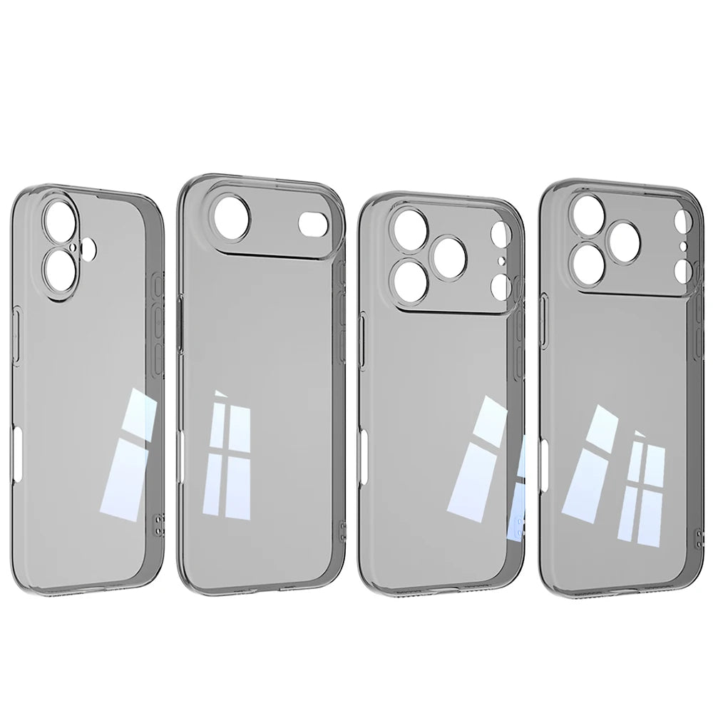 Transparent Black Silicone Soft Case For iPhone 17 Air 16 16E 15 14 13 12 Pro Max Plus Mini Clear Ultra Thin Back Cover Shell 17