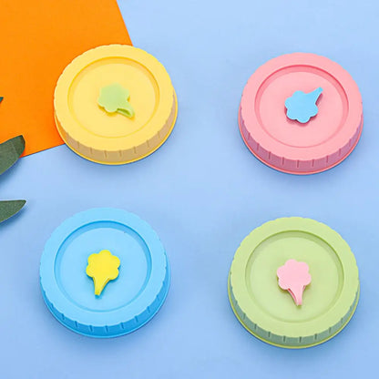 1/4Pcs Cute Universal Mason Jar Lids With Straw Hole 70mm Diameter Storage Wide Mouth Leak Proof Kitchen Supplies