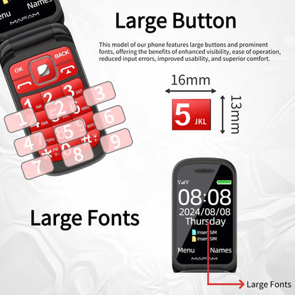 Mafam F899 Small Cover Folded Elderly Mobile Phone For Seniors Dual Display SOS Button Fast Quick Call Anti-Scratch Low Price