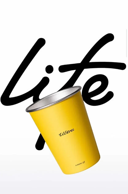 Mijia Life Ultra Yellow 304 Stainless Steel Drinking Cup 350ML Single-layer Rolled Edge Beer Outdoor Car Stacked Cold Drink Cup