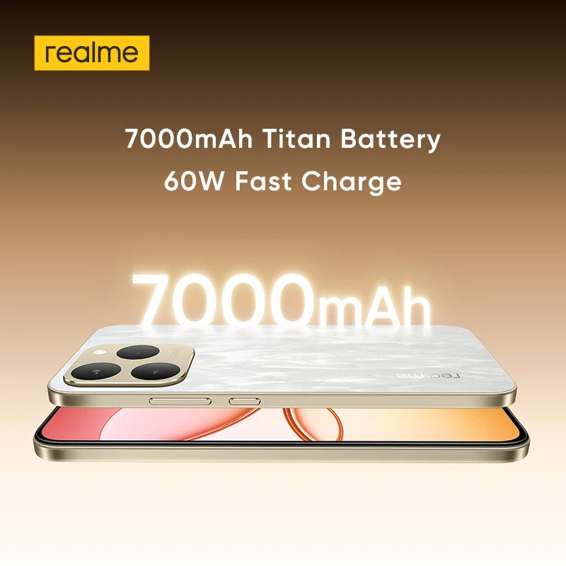realme 15T 5G Smartphone NFC Dimensity 6400 Max Chipset Dual 50MP Cameras 6.57" 120Hz AMOLED Display 7000mAh Battery 60W Charge