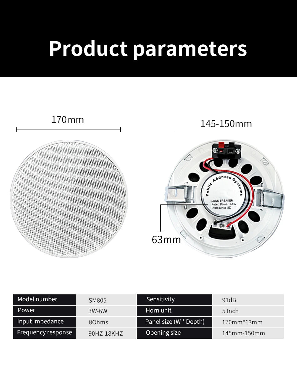 Mini Wall Amplifier Panel Bluetooth-compatible HiFi Home Theater Stereo Sound Audio TF USB Music control system ceiling speakers