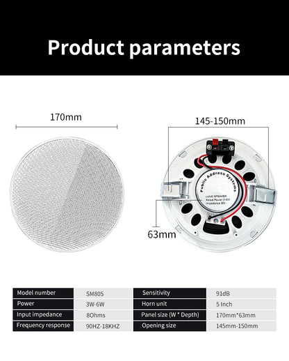 Mini Wall Amplifier Panel Bluetooth-compatible HiFi Home Theater Stereo Sound Audio TF USB Music control system ceiling speakers
