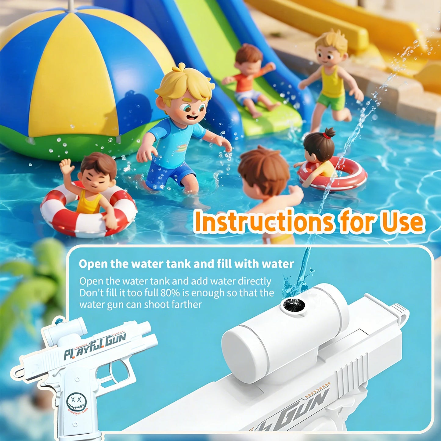 Two-Way Reverse Water Gun Prank Toys Mini Portable Squirt Gun for Kids Adults Summer Pool Beach Water Fight Stress Relief Gifts