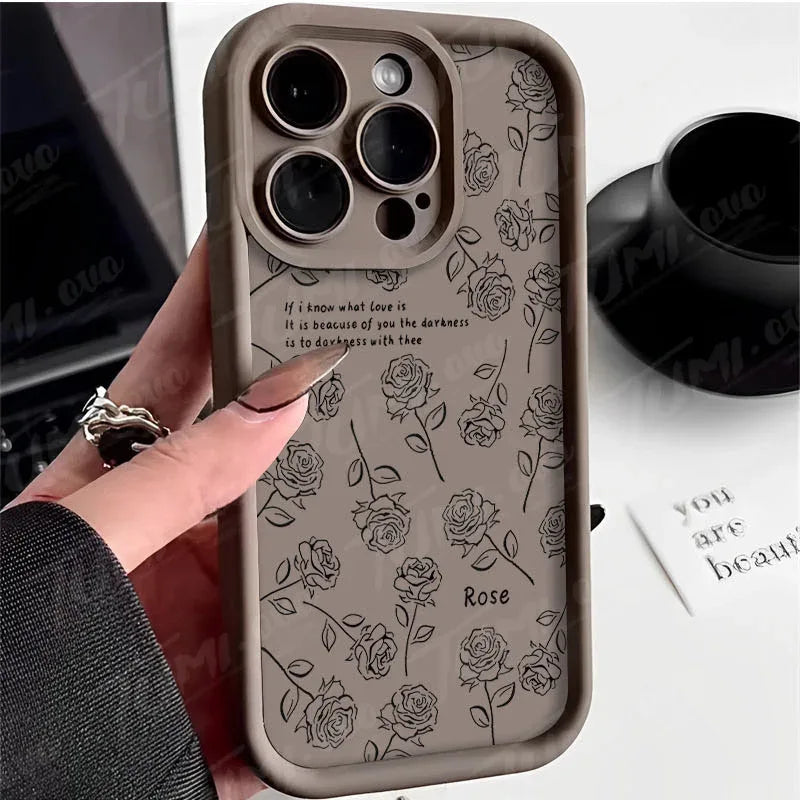 Rose Flower Bowknot Silicone Phone Case for Xiaomi Redmi Note 13 12 11 Pro Plus 12S 11S 10S 10 9 9S 8 12C 13C Matte Back Cover