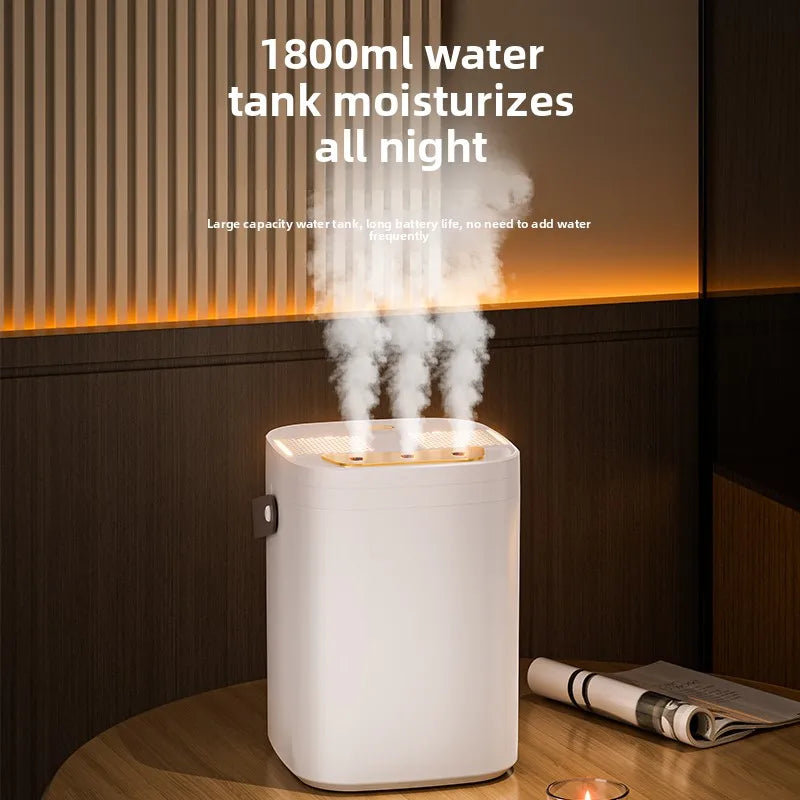USB three nozzle humidifier 1.8L large capacity household air humidifier aromatherapy diffuser LED night light spray