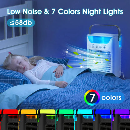 Portable Water Cooling Fan Small Air Humidifier Air Conditioner Water Mist Cooling 3 Speed Fan With Night Light For Home Office