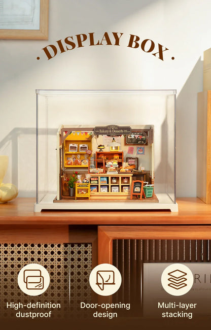 Robotime Rolife Dust Proof for All Miniature House Dollhouse Display Box Home Decoration Easy to Assembly