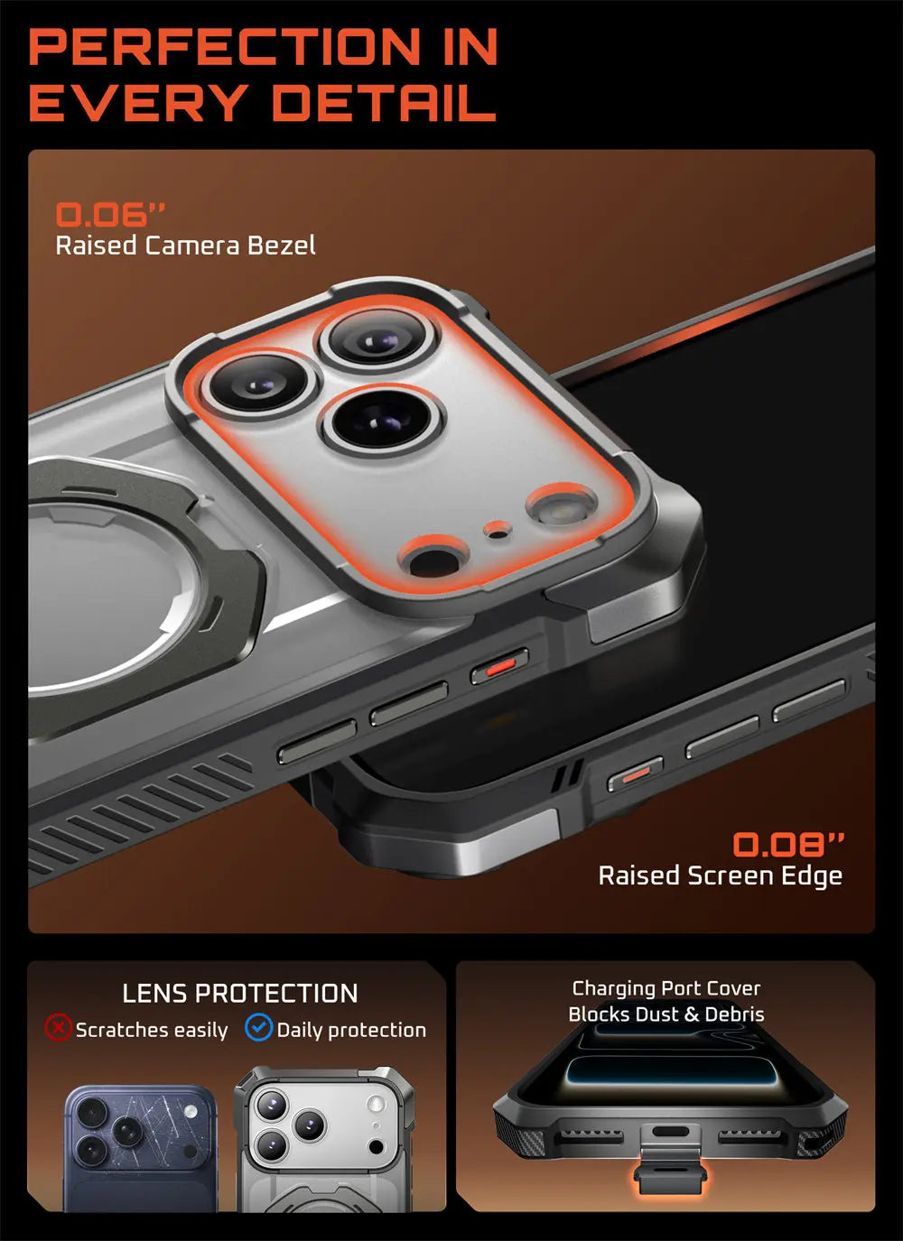 SUPCASE For iPhone 17 Pro Max Case with Camera Control Capture Button UB Grip Heavy Duty Rugged Magnetic Phone Case with Stand