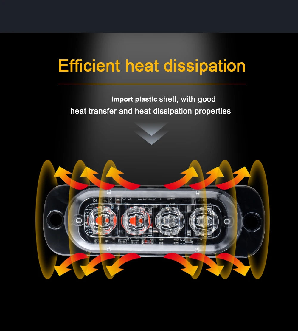 Car Grill Signal light FLASHING Warning Light trailer led lights 4 LED emergency lamp police strobe light TRUCK motorcycle SUV