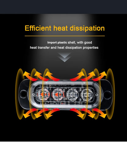 Car Grill Signal light FLASHING Warning Light trailer led lights 4 LED emergency lamp police strobe light TRUCK motorcycle SUV